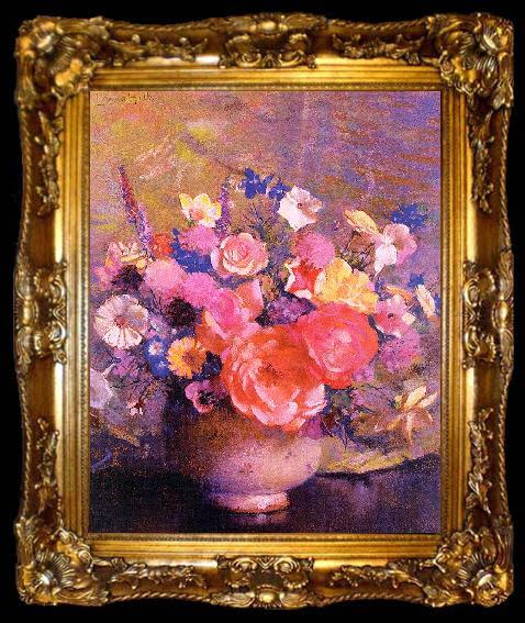 framed  Hills, Laura Coombs Summer Flowers, ta009-2